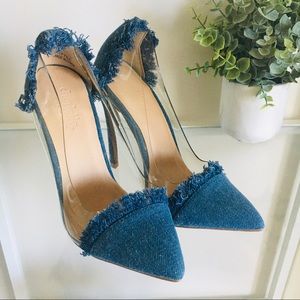 Clear Heels w/ a Touch of Distressed Denim